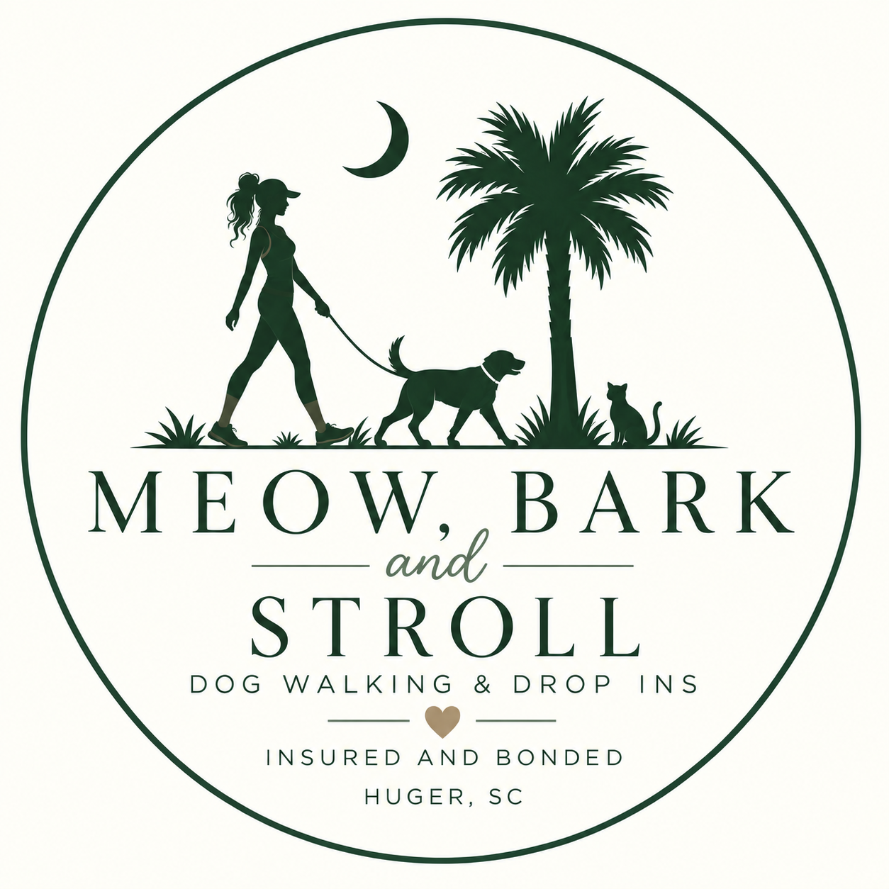 Meow, Bark & Stroll dog walking and drop-ins logo